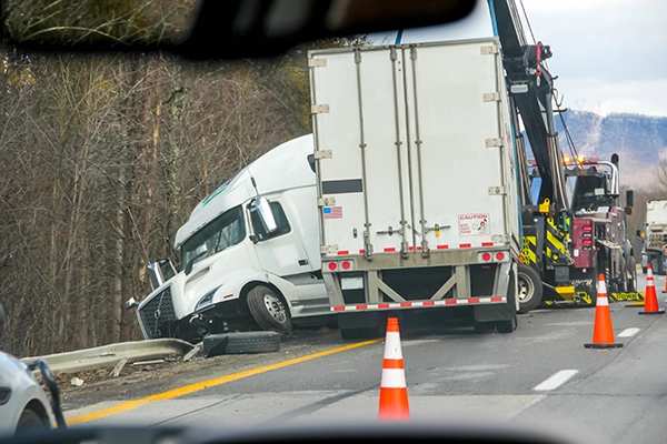 Semi Truck Collision along highway